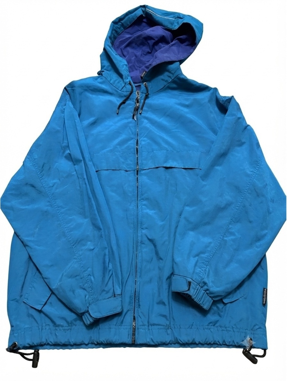 Vintage Pacific Trail Mens L Spellout Hooded Nylon Jacket Blue Anorak London F